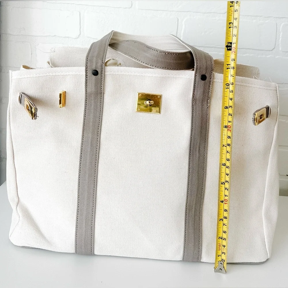 Canvas & Grey Tote – Neutral Minimal Carryall NEW & Ready to Ship